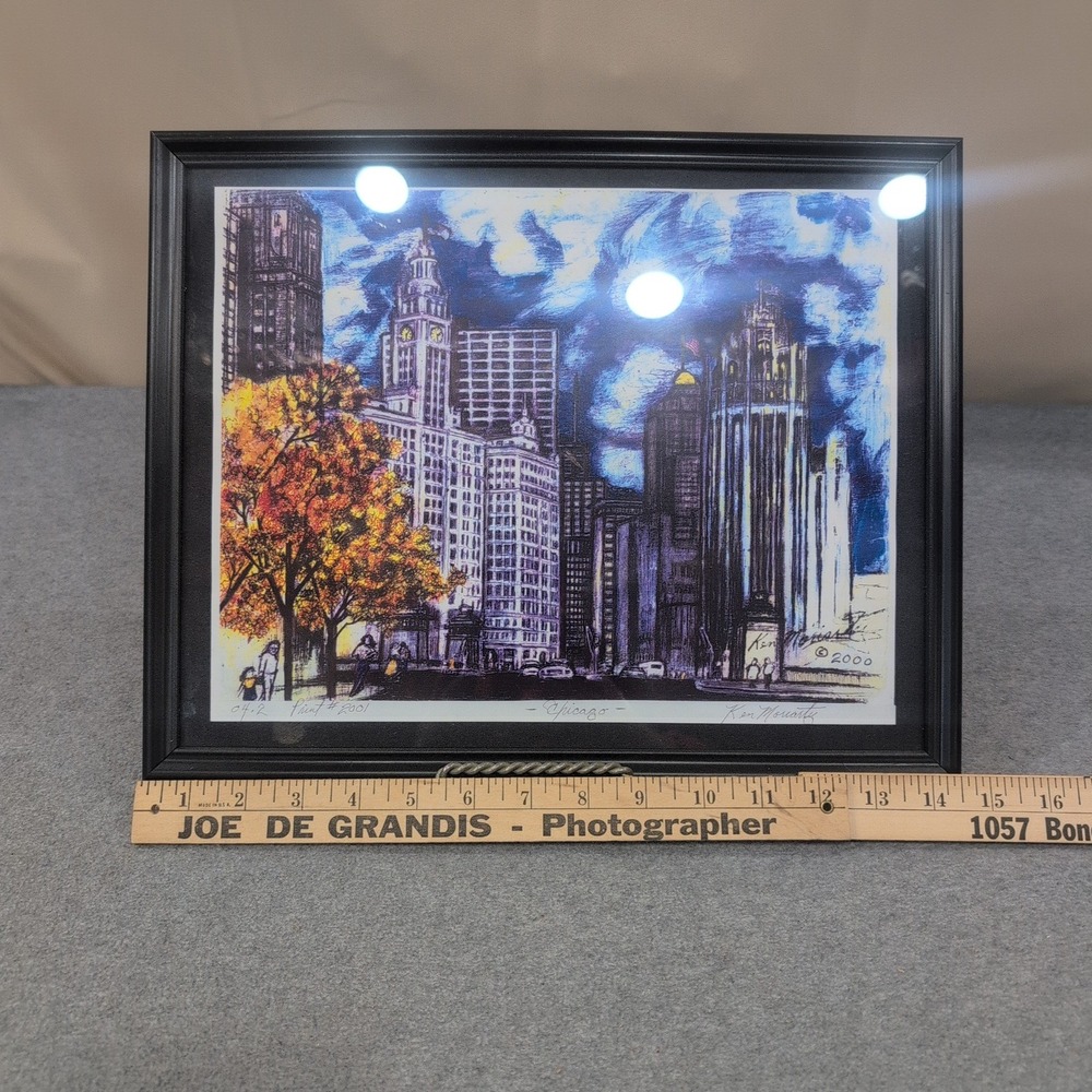 Ken Moriarty Signed Chicago Cityscape Limited Edition Print #2001 Framed Art - Picture 6 of 8